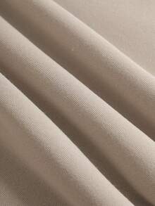 SHEIN EZwear Đồ họa Chữ cái Dây rút Lót nhiệt Hoodie - Màu Khaki - Xem 6