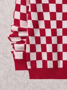 SHEIN 男大童棋盤格圖案高領套頭毛衣 - 彩色 - 查看 5