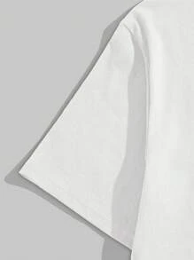 ROMWE MEN Academia 男式星星和口号印花 T 恤，学校