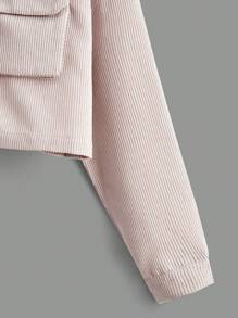 SHEIN EZwear Túi có nắp Thả vai Vải to sợi Áo khoác - Màu Khaki - Xem 3