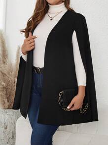 SHEIN Clasi Plus Cloak Sleeve Open Front Blazer In Fall/Winter - Black - View 1