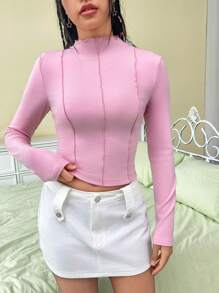 SHEIN EZwear 女士縫邊t恤衫