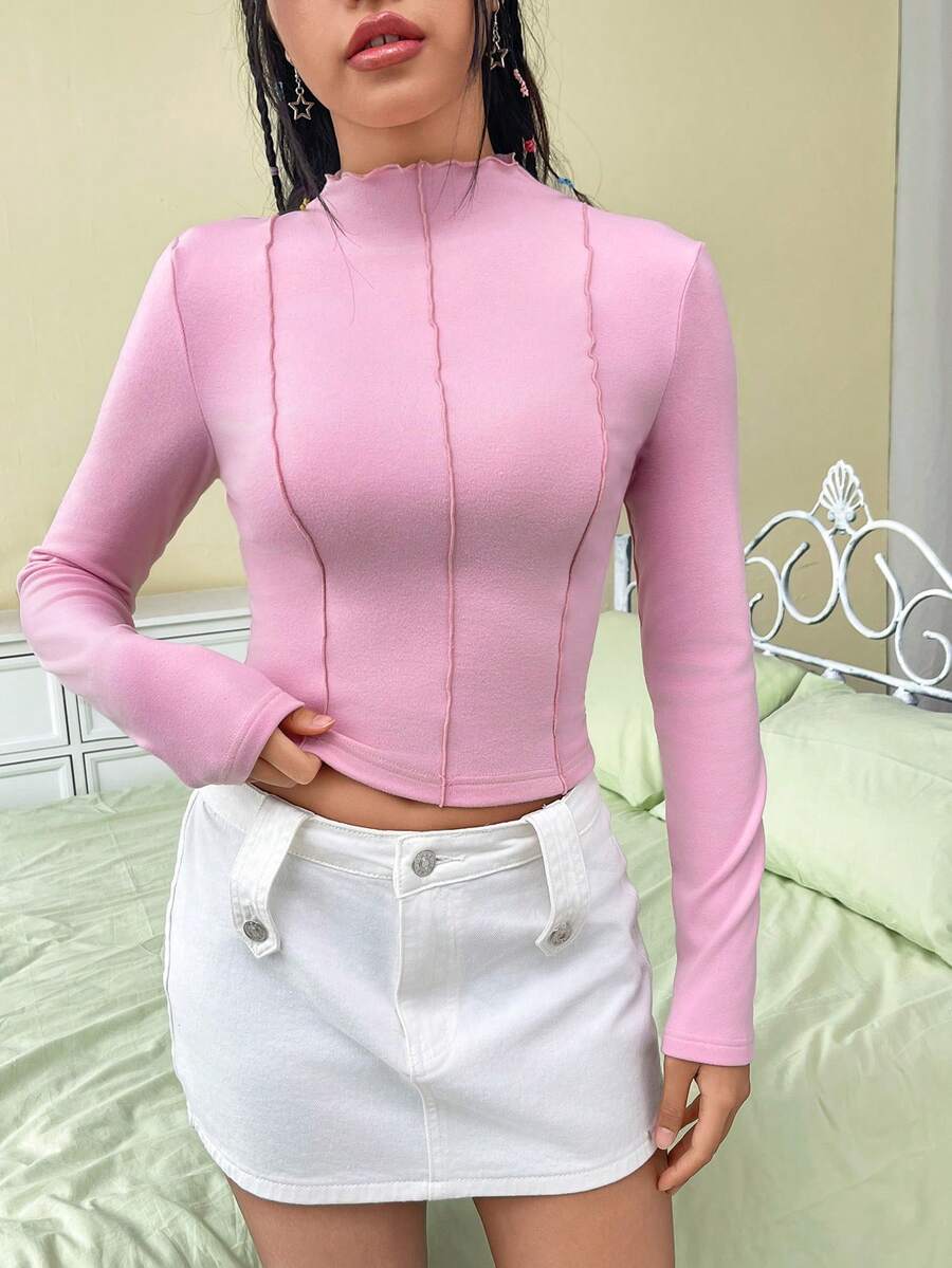 SHEIN EZwear 女士縫邊t恤衫