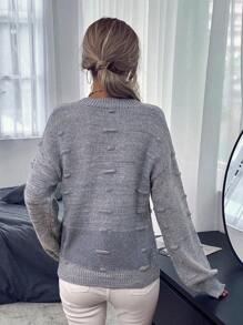 SHEIN Essnce Đan Bỏng ngô Thả vai Áo len - Màu Xám nhạt - Xem 2