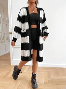 SHEIN EZwear Cárdigan de hombros caídos de dos tonos