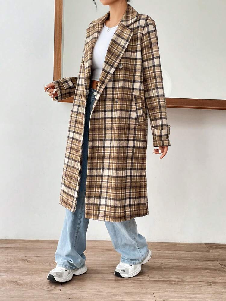Women's Plaid Woolen Coat