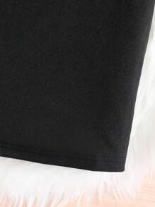 SHEIN Young Girl Houndstooth Print Contrast Binding Vest Jacket & Dress - Black - View 8