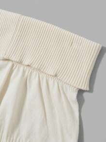 SHEIN Qutie Solid Cami Knit Top & Knit Shorts - Beige - View 7