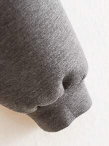 Solid Zip Up Bomber Jacket - Grey - View 5