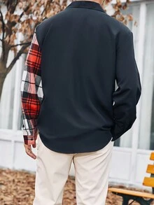 Manfinity Homme Nam Kích thước lớn Lưới Vá lại Áo sơ mi - Nhiều màu - Xem 2