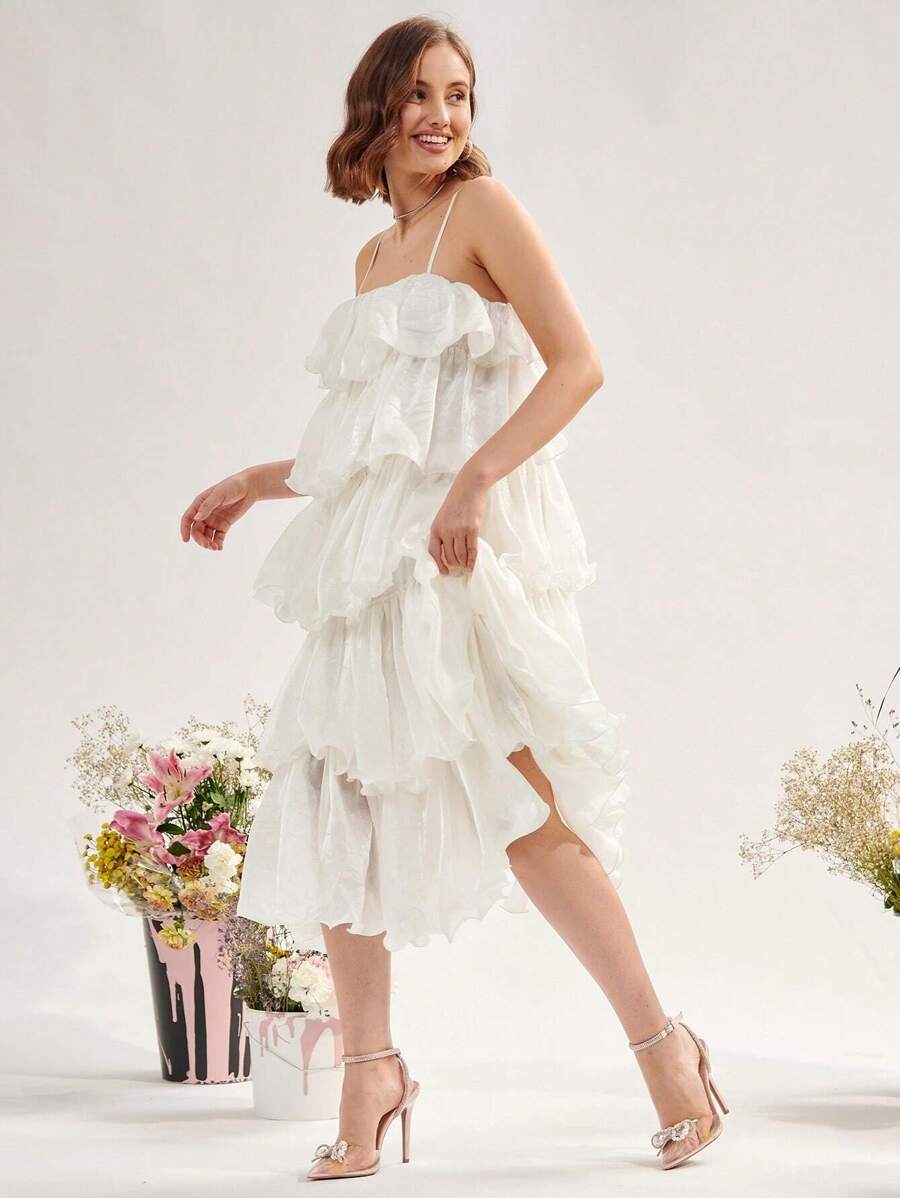 Enchnt Chất rắn Nhiều lớp Váy Dây - Màu tím - Xem 1