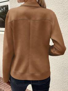 SHEIN LUNE Dây kéo Áo khoác moto - Màu Khaki - Xem 2