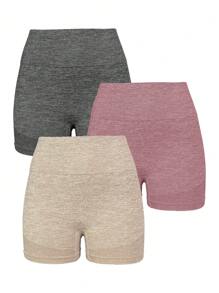 3入組雜色針織屁股四四方方百褶電源花束短褲 - 彩色 - 查看 3