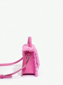 SHEIN SXY 毛絨手提包 - 玫紅色 - 查看 4
