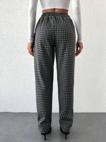 EURMUSE Houndstooth Print Drawstring Waist Sweatpants - Multicolor - View 2
