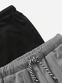 SHEIN Leap Crew 男大童2入組字母圖案連帽衫&2入組腰部抽繩衛褲 - 灰色 - 查看 3