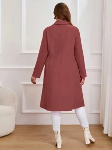 SHEIN Essnce 大碼西裝領雙排釦花呢外套 - 粉色 - 查看 2