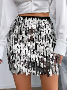 EURMUSE Women's Sparkly Skirt - Silver - View 3