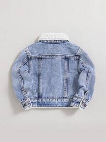 SHEIN Babyjongen Borgkraag Teddyuitlijning Spijkerjas