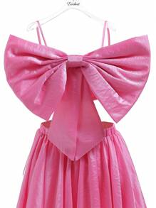 Enchnt Big Bow Front Cami Top & Flare Skirt - Pink - View 8