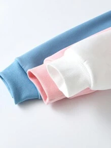 SHEIN 女大童3入組愛心和標語圖案加絨內裏運動衫 - 彩色 - 查看 4