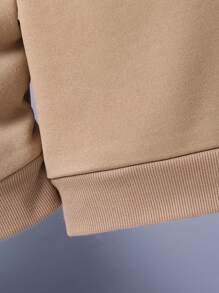 SHEIN Tween Boy Color Block Thermal Lined Hoodie - Khaki - View 5