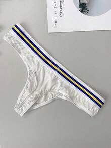 Men Striped Tape Waist Brief Sexy Underwear - White - View 2