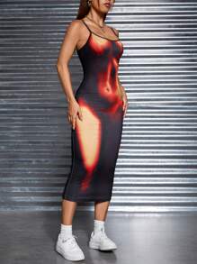 SHEIN PETITE Women's Body Print Strappy Dress - Multicolor - View 4