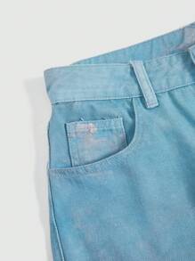 SHEIN MOD Figure Graphic Wide Leg Jeans, Vintage, Fall Women Clothes - Green - View 3