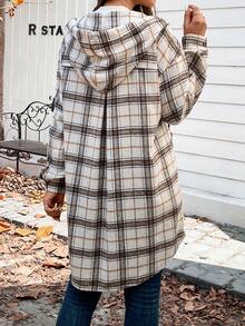 SHEIN LUNE In kẻ sọc Thả vai áo có mũ Mở Mặt trước Áo khoác - Nhiều màu - Xem 2