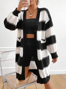 SHEIN EZwear Cárdigan de hombros caídos de dos tonos