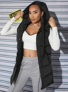 SHEIN SXY Solid Zip Up Vest Coat