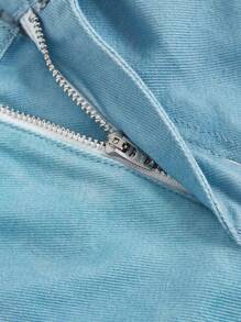 SHEIN MOD Figure Graphic Wide Leg Jeans, Vintage, Fall Women Clothes - Green - View 4