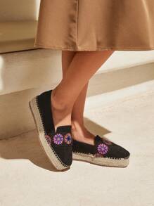 SheIn VCAY Women's Wedge Heel Shoes - Black - View 2