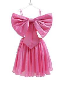 Enchnt Big Bow Front Cami Top & Flare Skirt - Pink - View 9