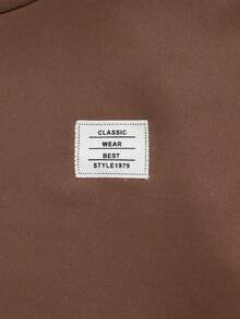 SHEIN 男大童字母圖案拼接側縫補丁細節運動衫 - 棕色 - 查看 3