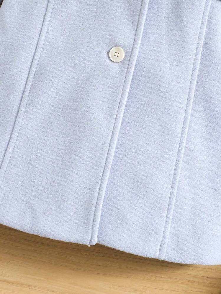 SHEIN Chica Joven Abrigo cuello de borreguito con botón - Azul - Ver 5