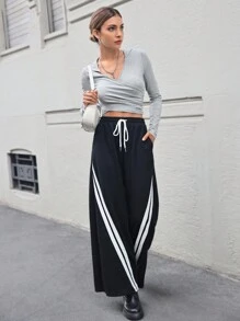 SHEIN Essnce Solid Wrap Cross Crop Hooded Tee