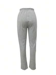 Pantalones deportivos de cintura con cordón, casuales, de unicolor y con bolsillos