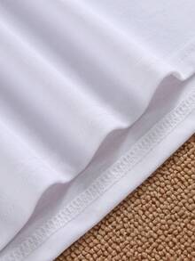 SHEIN EZwear Letter & Heart Print Tee - White - View 5