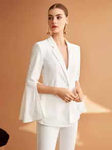 BizChic Women's Split Sleeve Suit Set - White - View 1