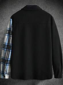 Manfinity 男士拼接格紋印花口袋貼布花呢外套 - 彩色 - 查看 2