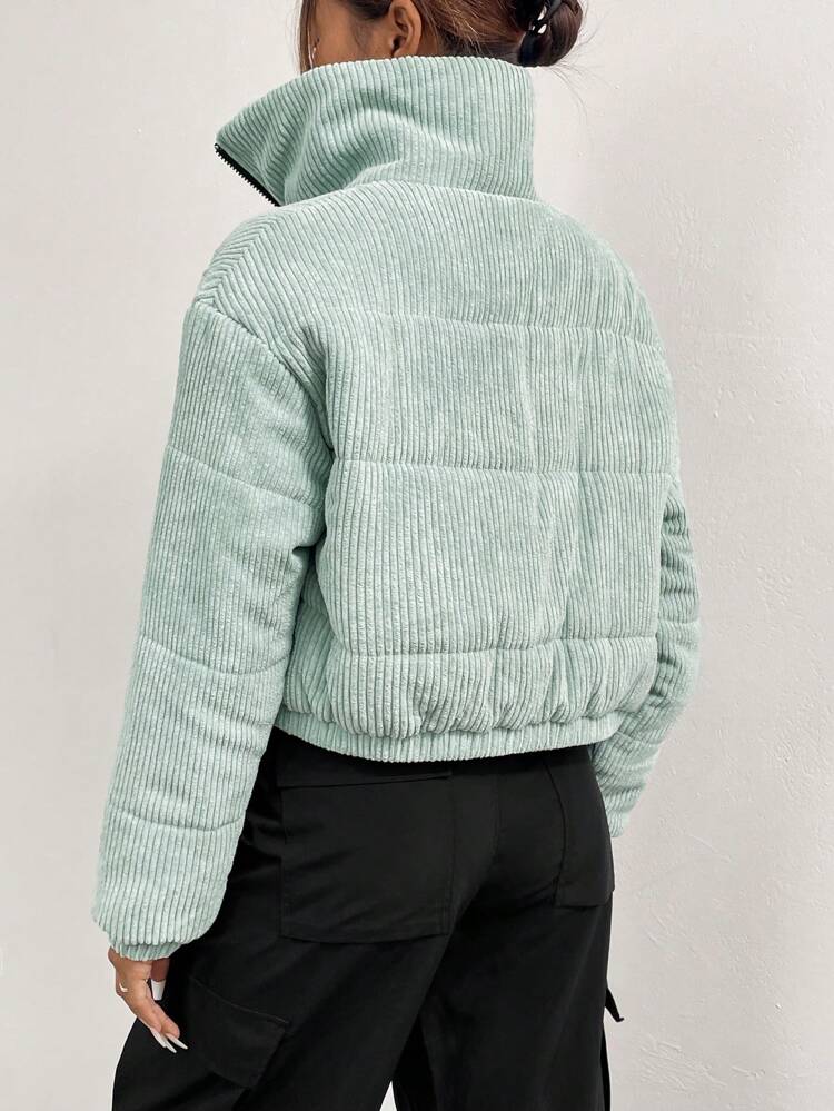 Zip Up Corduroy Padded Padded Coat Clothes Winter Fall Cloth For Women