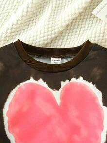 SHEIN 女小童愛心圖案紮染運動衫 - 彩色 - 查看 5