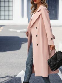 SHEIN Clasi 西裝領雙排釦腰帶風衣外套