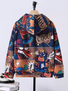 SHEIN Tween Boy Cartoon Graphic Sweatshirt - Khaki - View 2