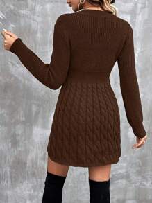 SHEIN Clasi 素色麻花編織毛衣洋裝