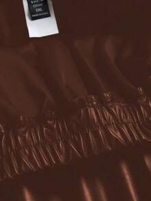 SHEIN Clasi 大碼素色彈性腰帶PU皮革半身裙 - 棕色 - 查看 6