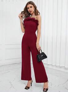 Firerie Trang trí Fuzzy Jumpsuit ống - Đỏ - Xem 5