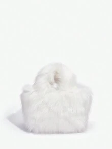 SHEIN SXY 1pc Fashionable Fur Tote Bag Suitable For Women's Daily Use - White - View 3
